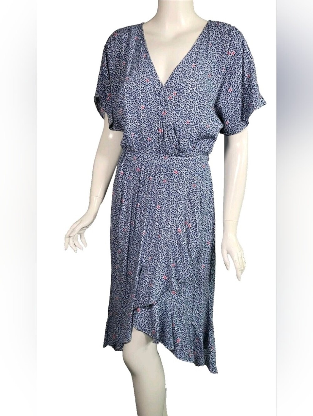 J. Crew Mercantile Blue Floral High-Low Wrap Dress